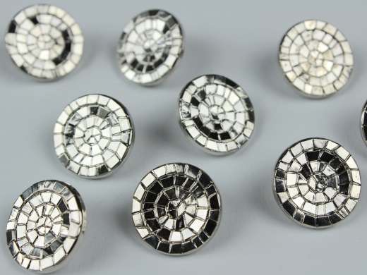 Ösenknopf Mosaik, stahl glänzend, Ø 18 mm