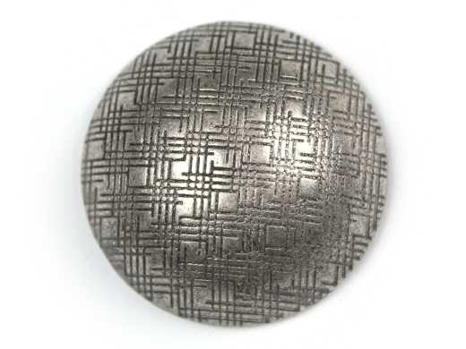 Shank button hemisphere with grid, old silver, Ø 19 mm
