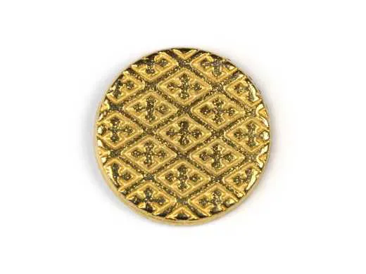 Ösenknopf Rauten, gold, Ø 15 mm