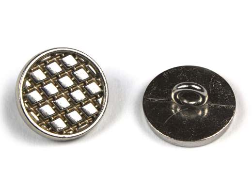 Ösenknopf Rauten, silber, Ø 15 mm