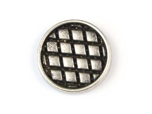 Shank button Rhombi, old silver, Ø 15 mm
