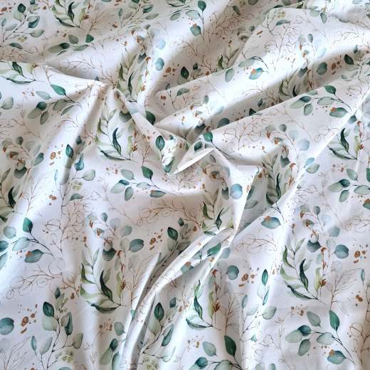 Popeline mit Eukalyptusdruck