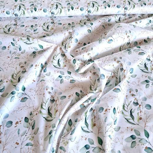 Popeline mit Eukalyptusdruck