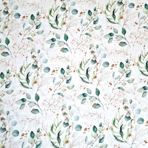 Popeline mit Eukalyptusdruck