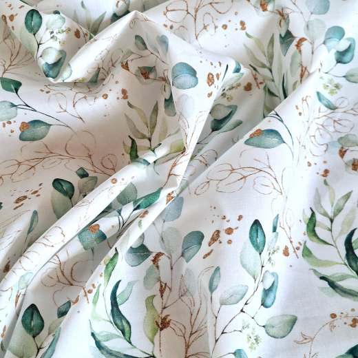 Popeline mit Eukalyptusdruck