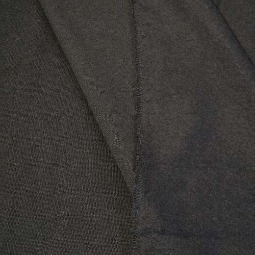 Vergleichsansicht von Vorder- und Rückseite des Stoffes. Links die glatte Außenseite, rechts die weiche Innenseite – zeigt die doppelte Qualität des Materials.