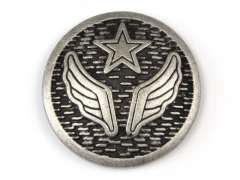 Ösenknopf Flügel und Stern, silber/schwarz, Ø 23 mm