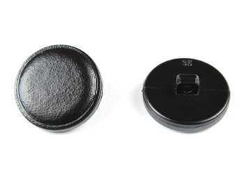 Shank button leather coated, matt black, Ø 23 mm