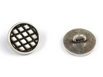 Shank button Rhombi, old silver, Ø 15 mm