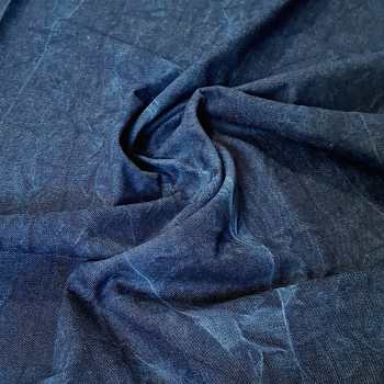Batik dyed denim, dark blue, washed (14 oz)