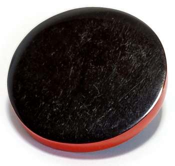 Ösenknopf schwarz mit orangefarbenem Rand, Ø 25 mm