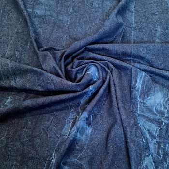 Batik dyed denim, dark blue, washed (14 oz)